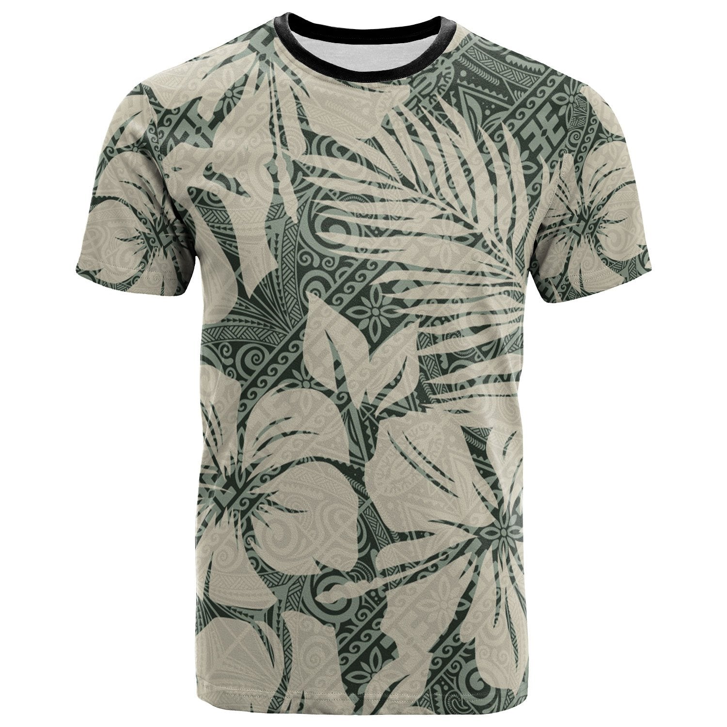 Polynesian Shirt Abstract Hibiscus Flowers With Tribal Background Unisex Art - Polynesian Pride