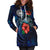 American Samoa Polynesian Hoodie Dress - Blue Turtle Hibiscus - Polynesian Pride