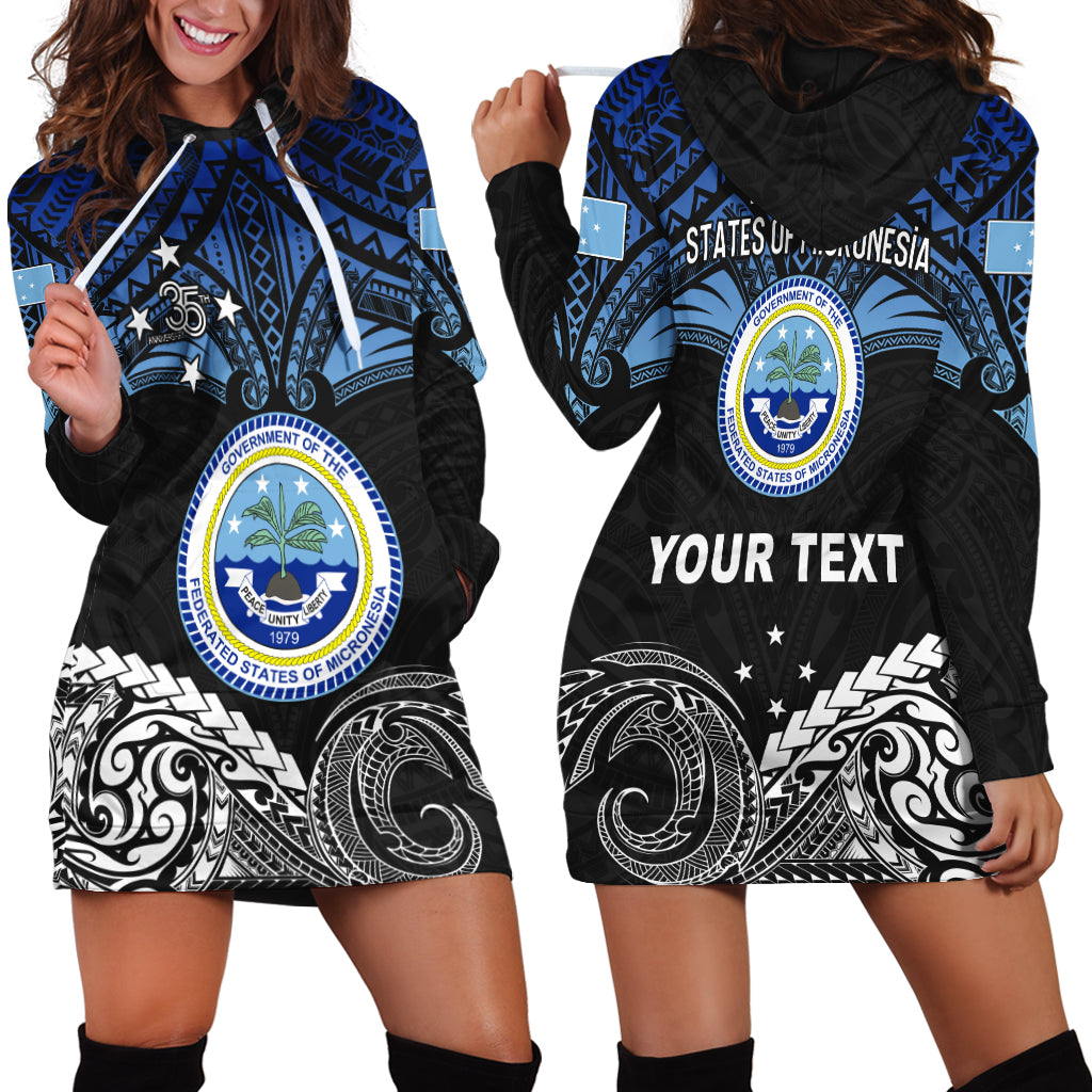 (Custom Personalised) Federated States of Micronesia Hoodie Dress Happy FSM 35th Independence Anniversary LT13 Black - Polynesian Pride