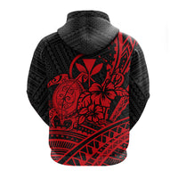 Hawaii Turtle With Hibiscus Tribal Red Zip Hoodie LT12 - Polynesian Pride