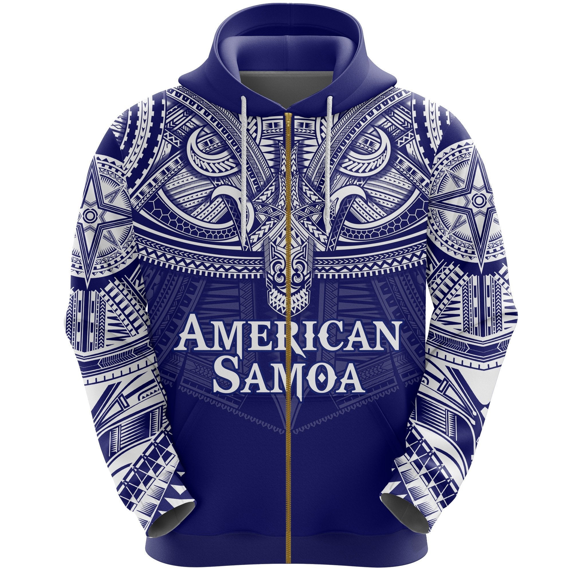 Best American Samoa Polynesian Tattoo Zipper Hoodie Unisex Blue - Polynesian Pride