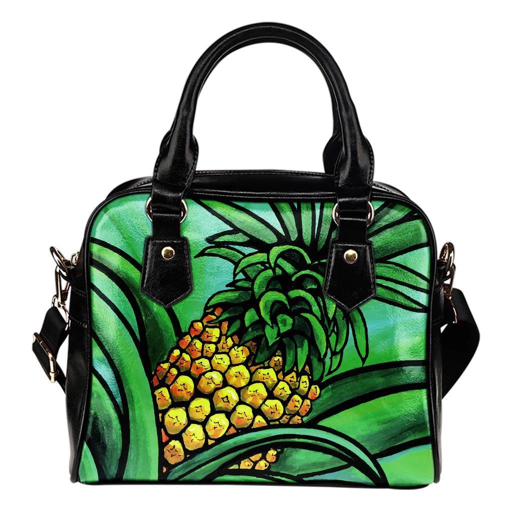 Pineapple Shoulder Handbag 02 One Size Black - Polynesian Pride