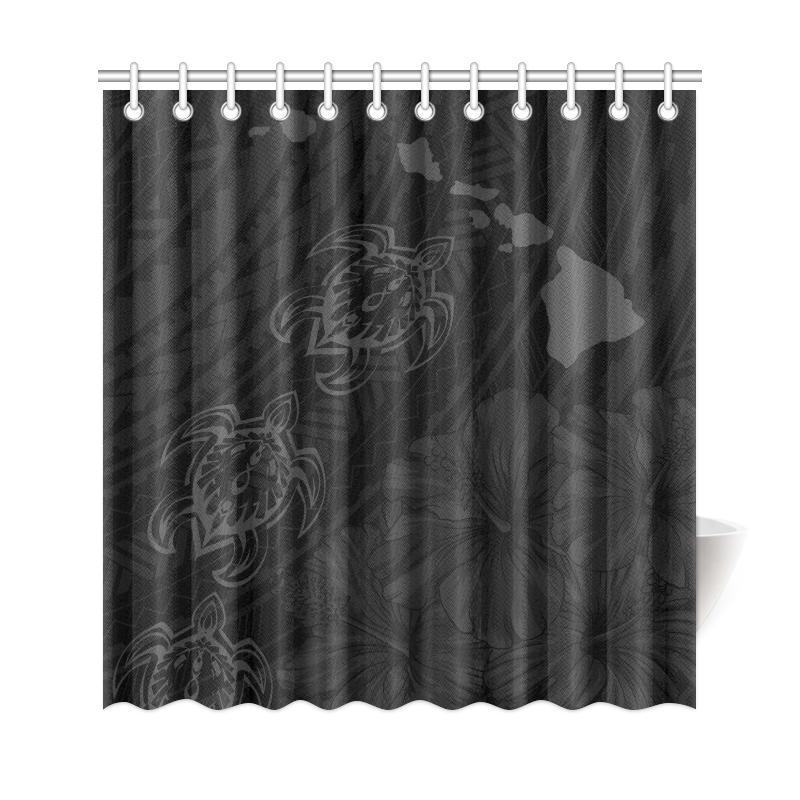 Hawaii Sea Turtle Is Swimming Toward Shower Curtain Grey - Polynesian Pride