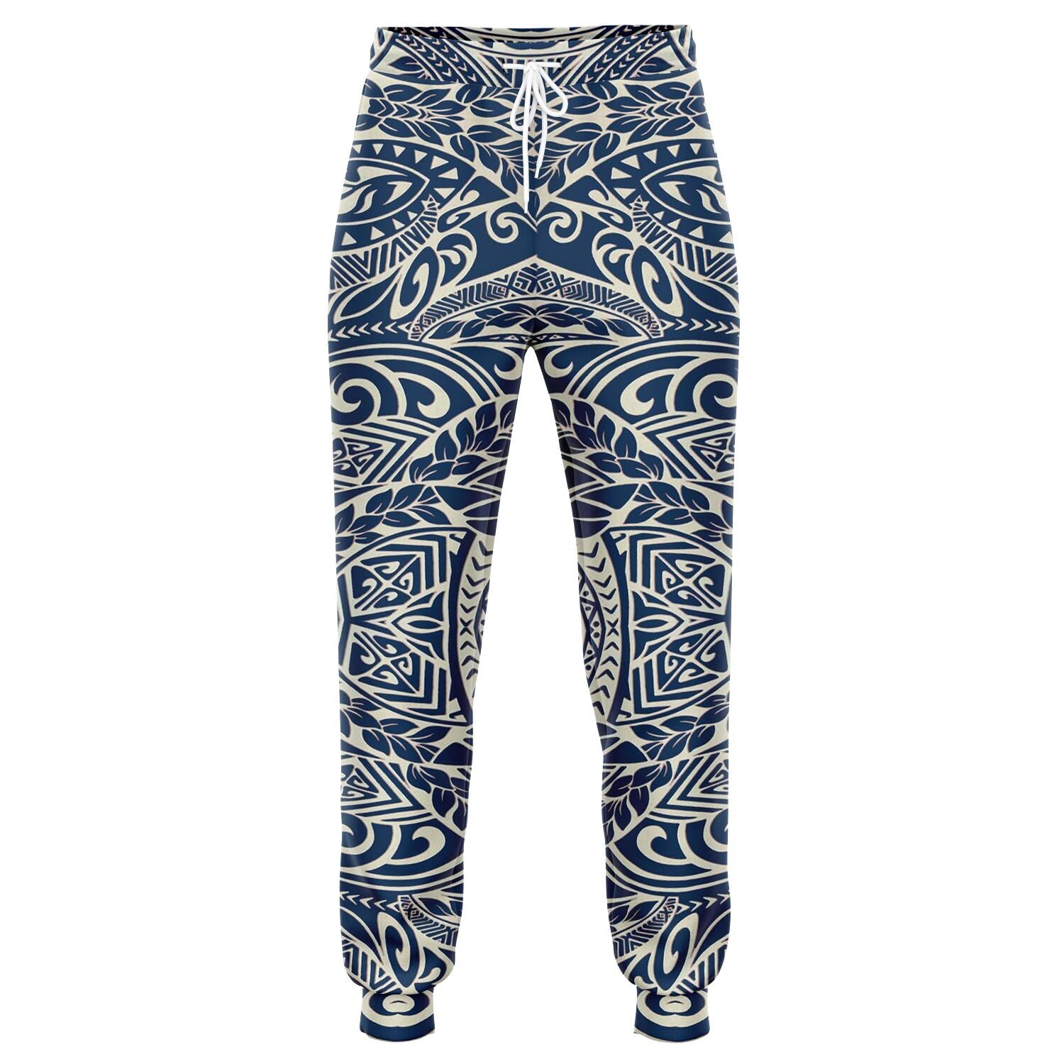 Polynesian Culture Blue White Joggers Unisex Blue - Polynesian Pride