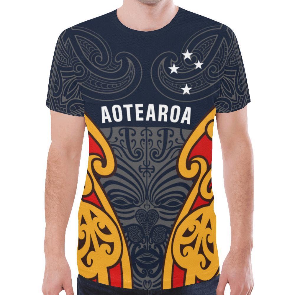 New Zealand Rugby Shirt, Aotearoa Maori Moko T Shirt Unisex Black - Polynesian Pride