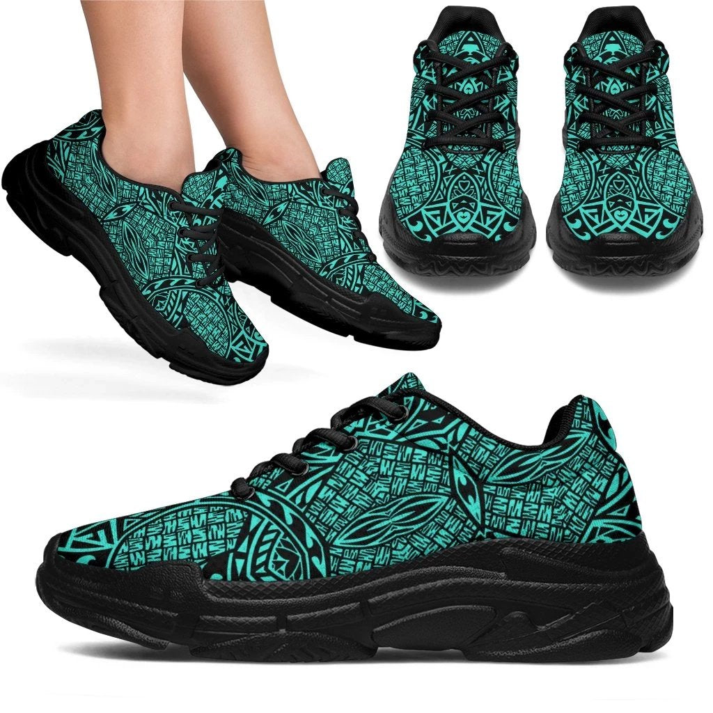 Polynesian Lauhala Mix Turquoise Chunky Sneakers - Polynesian Pride