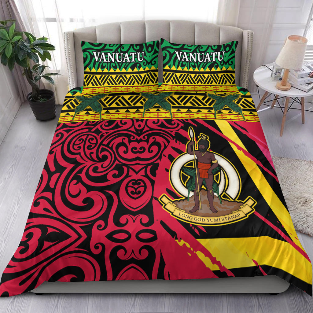 Vanuatu Dreamy Bedding Set Coat Of Arms and Pattern LT13 Green - Polynesian Pride