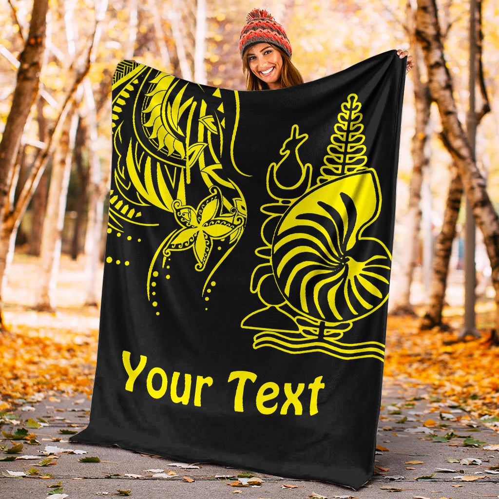 (Custom Personalised) New Caledonia Premium Blanket Emblem Nautilus Shell Version Yellow LT13 - Polynesian Pride