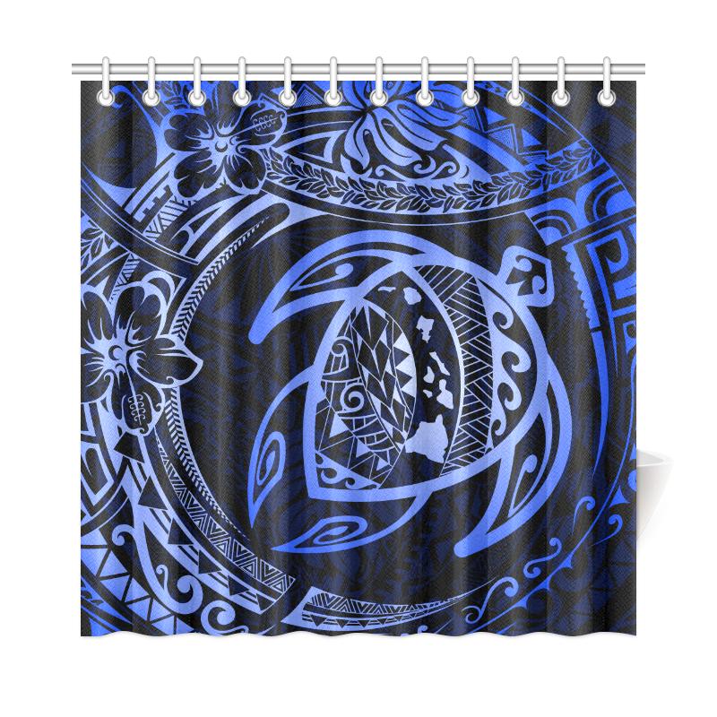 Hawaiian Turtle Polynesian Blue Shower Curtain 177 x 172 (cm) Blue - Polynesian Pride