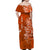 (Custom Personalised) Wallis et Futuna Off Shoulder Long Dress Polynesia Orange Sea Turtle and Flowers LT13 - Polynesian Pride