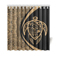 Hawaii Turtle Map Polynesian Shower Curtain - Gold - Circle Style - Polynesian Pride