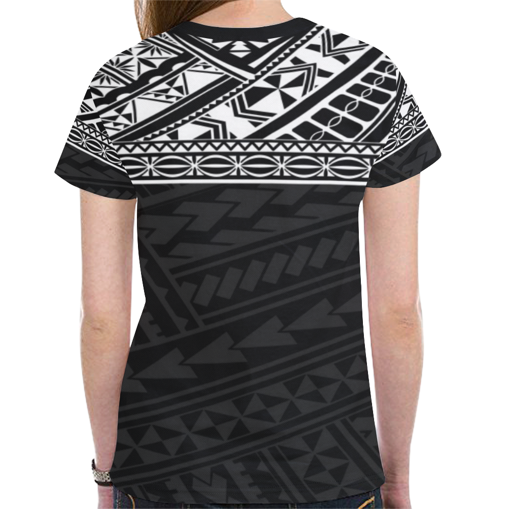 Polynesian All Over Custom T Shirt Polynesian Tattoo Style Black - Polynesian Pride