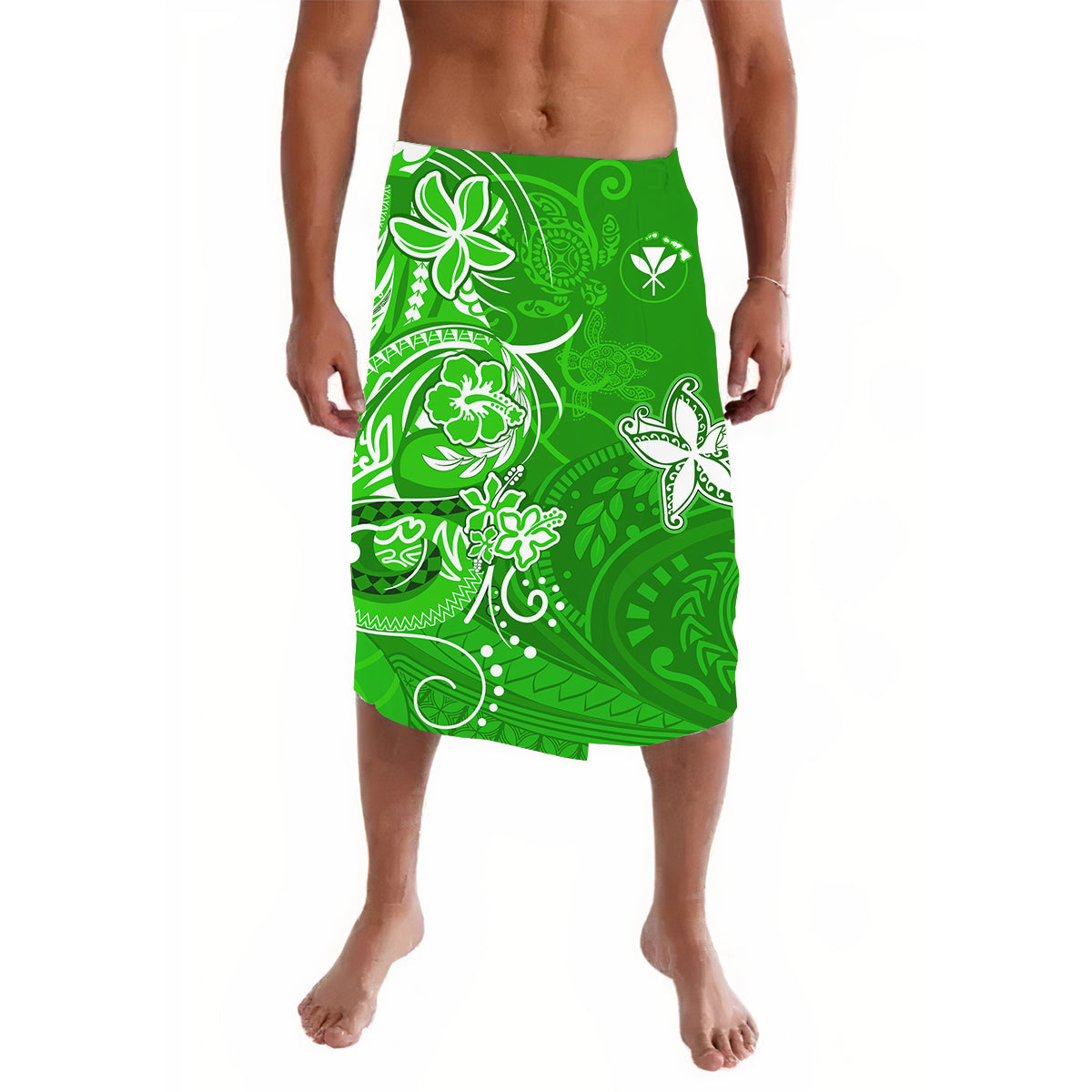 Hawaii Lavalava Polynesian Green Sea Turtle Honu and Map LT13 Green - Polynesian Pride