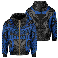 Hawaii Polynesian Tribal Kanaka Maoli Zipper Hoodie Blue Mark Style Unisex Blue - Polynesian Pride