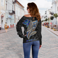 Polynesian Hawaii Custom Personalised Women's Off Shoulder Sweater - Polynesian Wings - Polynesian Pride