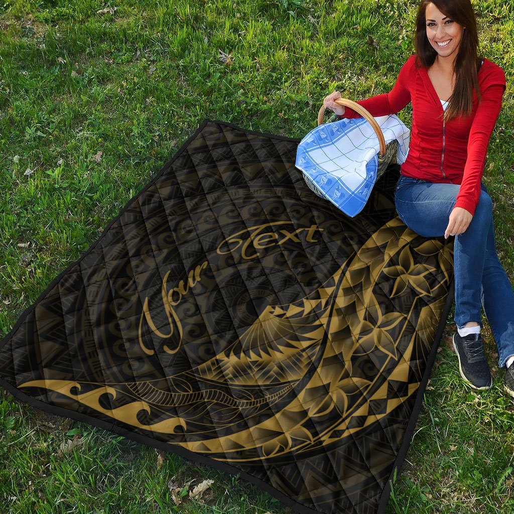 Samoa Premium Quilt - Custom Personalised Polynesian Pattern Style Gold Color - Polynesian Pride