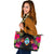 Guam Large Leather Tote - Polynesian Hibiscus Pattern - Polynesian Pride