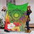 Cook Islands Polynesian Premium Blanket - Manta Ray Tropical Flowers (Green) - Polynesian Pride