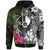 Yap Custom Zip up Hoodie Turtle Plumeria Banana Leaf Unisex Black - Polynesian Pride