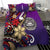 American Samoa Bedding Set - Tribal Flower With Special Turtles Purple Color - Polynesian Pride