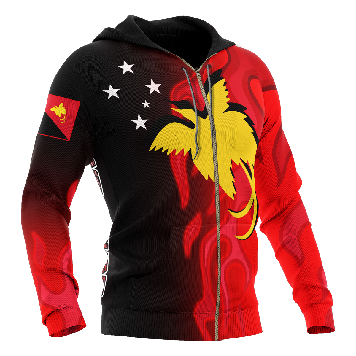 Papua New Guinea Hoodie (Zip up) PNG Flame - Polynesian Pride