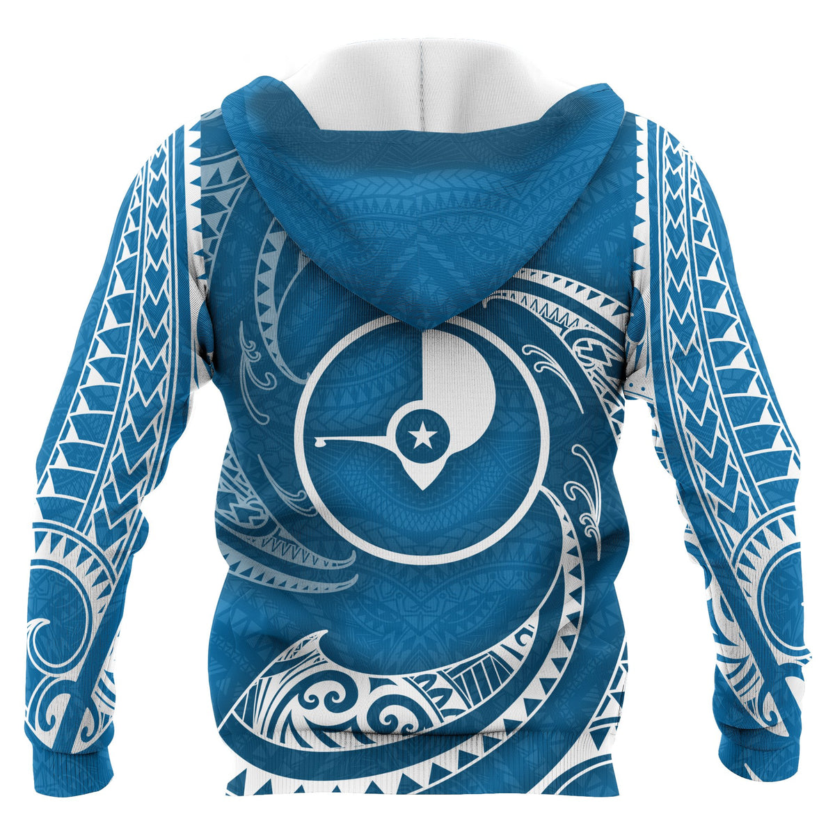 Yap Micronesia ll Over Hoodie Blue Tribal Wave - Polynesian Pride