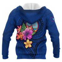 Guam Polynesian Custom Hoodie Floral With Seal Blue - Polynesian Pride