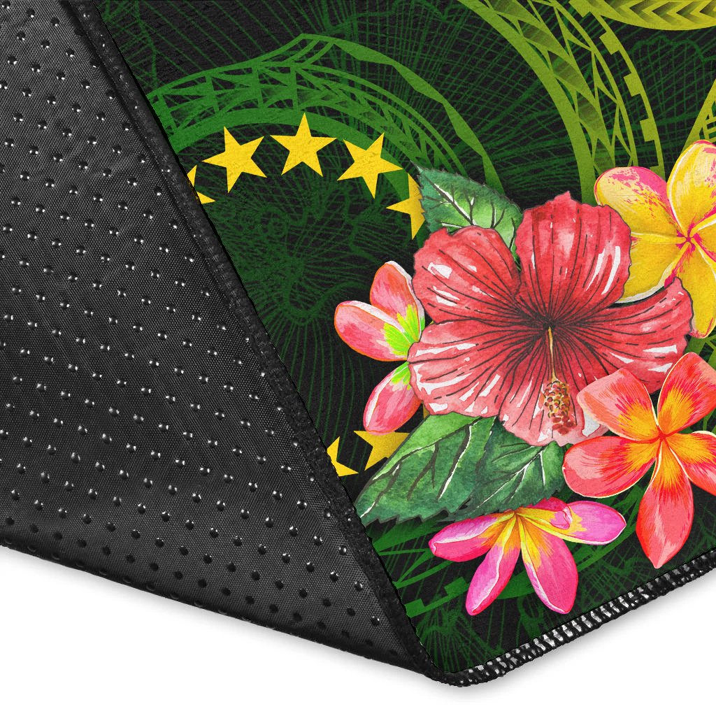 Cook Islands Polynesian Area Rug - Floral With Seal Flag Color - Polynesian Pride