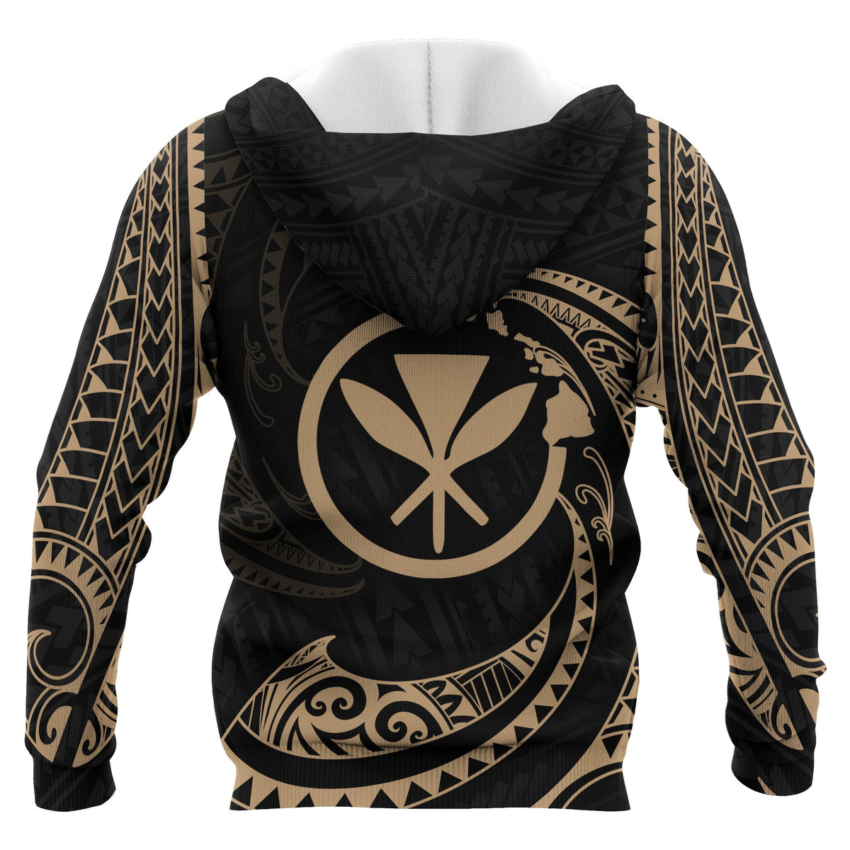 Hawaii Polynesian All Over Custom Hoodie Gold Tribal Wave - Polynesian Pride