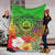 Vanuatu Premium Blanket - Manta Ray Tropical Flowers (Green) - Polynesian Pride