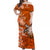 (Custom Personalised) Hawaii Off Shoulder Long Dress Polynesia Orange Sea Turtle Honu and Hibiscus LT13 Women Orange - Polynesian Pride