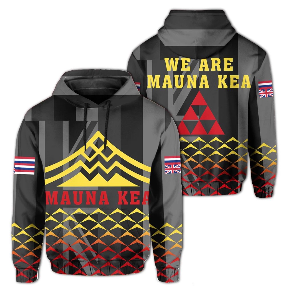Hawaiian Mauna Kea Hoodie Triangle Style Unisex White - Polynesian Pride