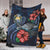 Nauru Polynesian Premium Blanket - Blue Turtle Hibiscus - Polynesian Pride