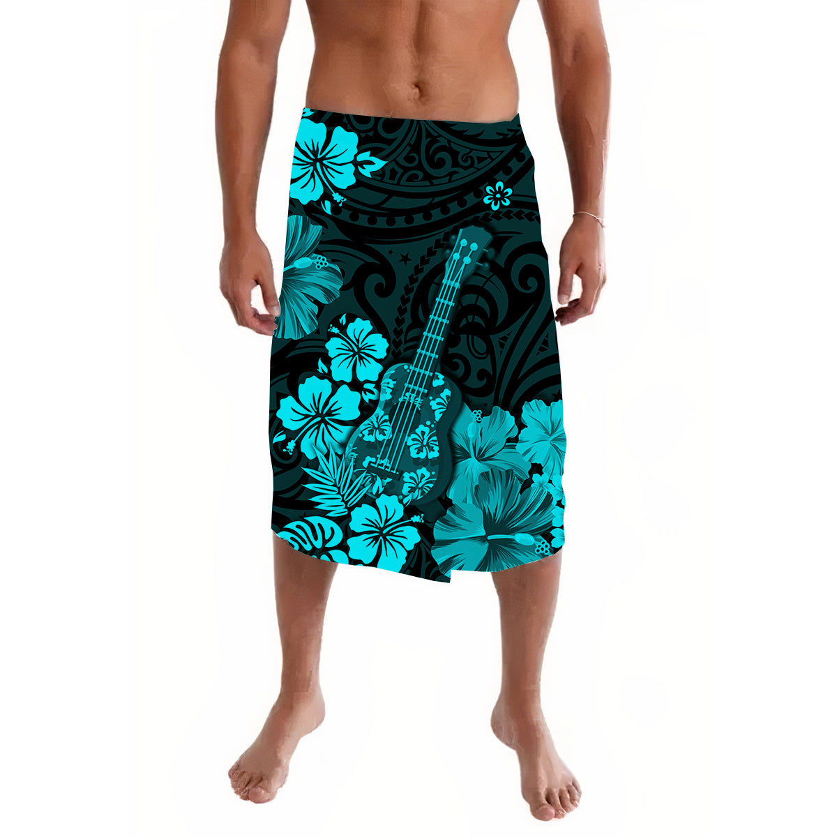 Hawaii Lavalava Polynesian Turquoise Ukulele Flowers LT13 Turquoise - Polynesian Pride