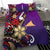 Tokelau Polynesian Bedding Set - Tribal Flower With Special Turtles Purple Color - Polynesian Pride