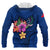 Samoa Polynesian Custom Hoodie Floral With Seal Blue - Polynesian Pride