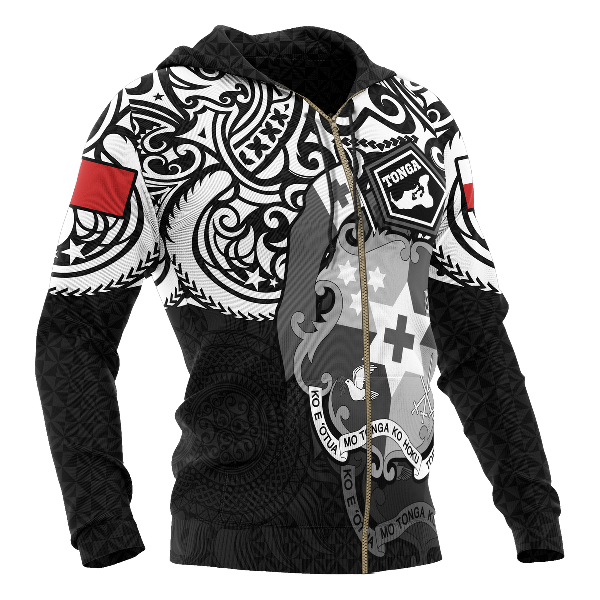 Tonga Polynesian Hoodie (Zip up) Tongan Pride (White) - Polynesian Pride
