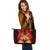 Guam Custom Personalised Large Leather Tote - Tribal Tuna Fish Orange - Polynesian Pride