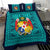 (Custom Personalised) Tonga Pattern Bedding Set Coat of Arms - Navy and Turquoise LT4 - Polynesian Pride