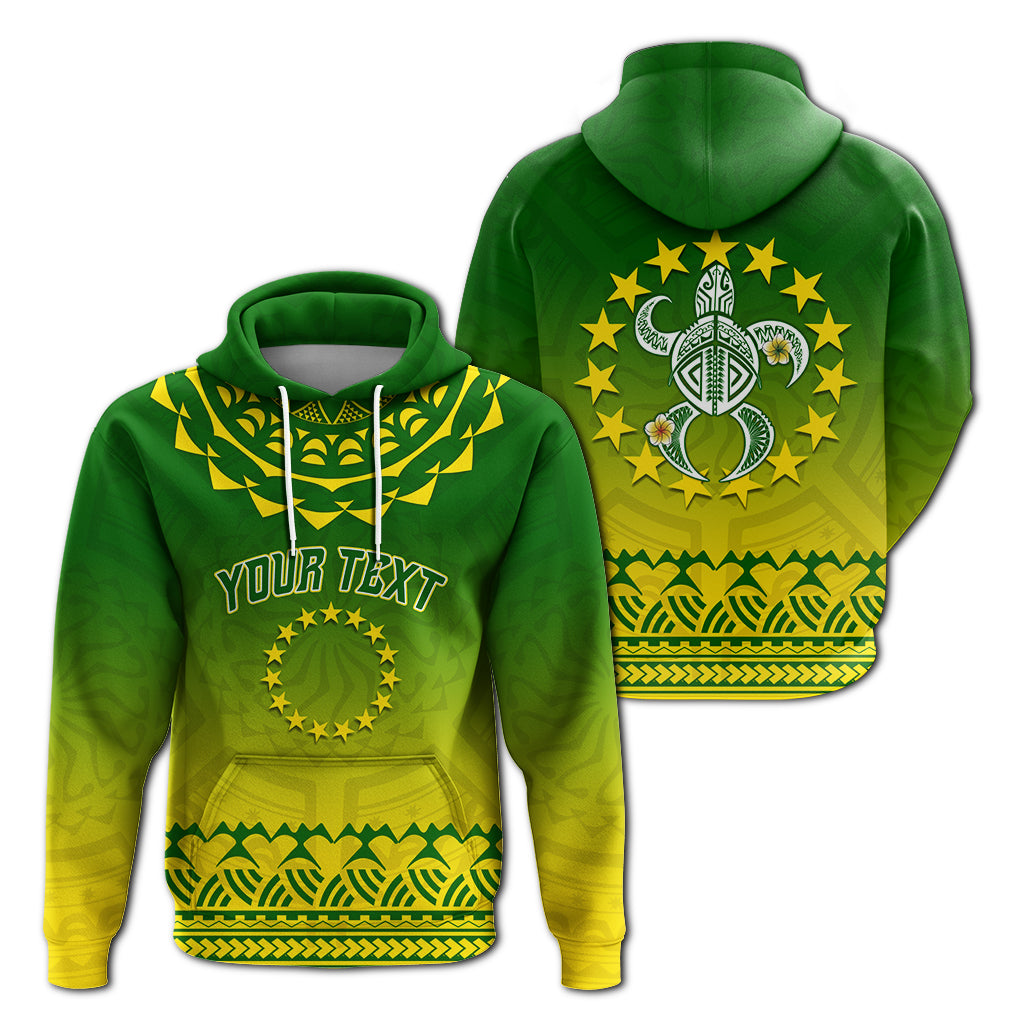 Custom Cook Islands Turtle With Tribal Hoodie LT12 Unisex Green - Polynesian Pride