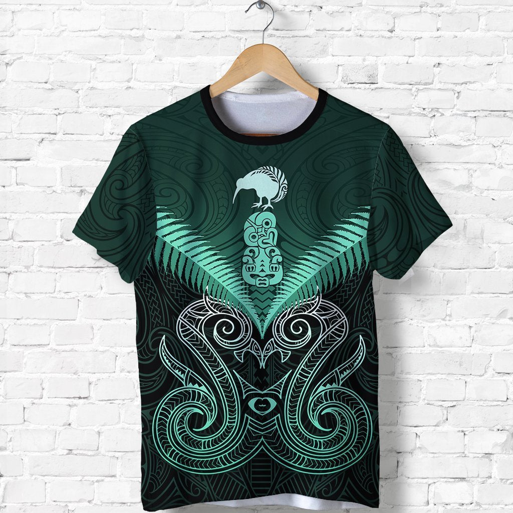 Maori Manaia New Zealand T Shirt Turquoise Unisex Black - Polynesian Pride