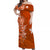 Custom Wallis et Futuna Matching Dress and Hawaiian Shirt Polynesia Orange Sea Turtle and Flowers LT13 - Polynesian Pride