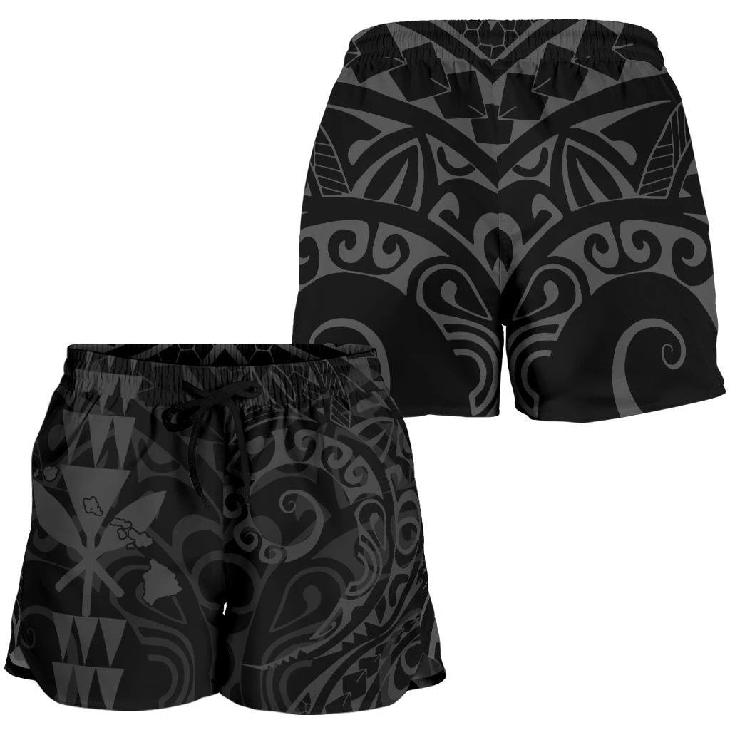 Kanaka Hawaii Map Grey Polynesian Women's Short Women Grey - Polynesian Pride