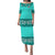 NE Fiji Bula Dress Tapa Turtles And Hibiscus Puletasi Dress Ver.05 LT14 Turquoise - Polynesian Pride