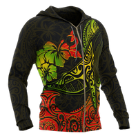Hawaii Zip up Hoodie Polynesian Humpback Whale - Polynesian Pride