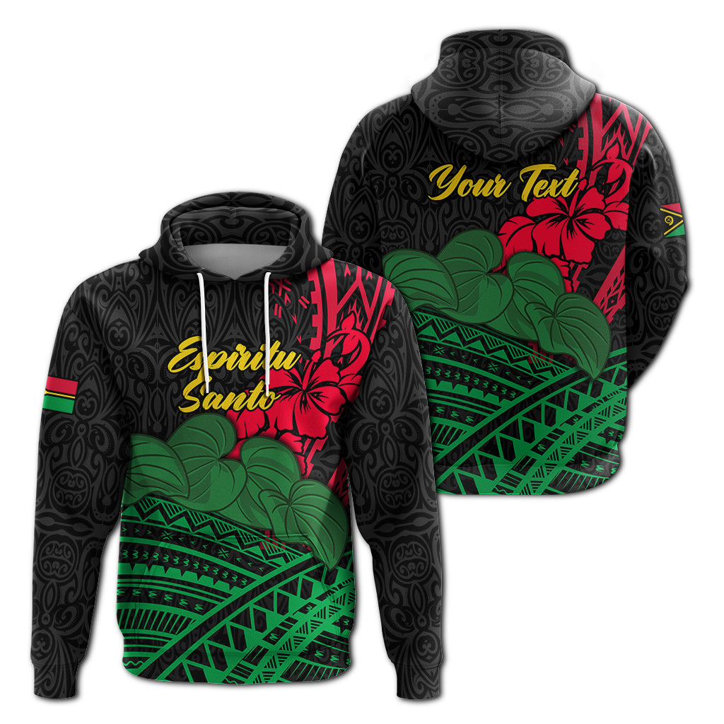 Custom Vanuatu Espiritu Santo Hoodie Kava With Hibiscus LT12 Unisex Black - Polynesian Pride