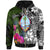 Guam Custom Zip up Hoodie Turtle Plumeria Banana Leaf Unisex Black - Polynesian Pride