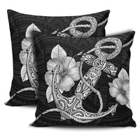 Anchor Poly Tribal Pillow Covers One Size Zippered Pillow Cases 18"x 18" (Twin Sides) (Set of 2) Black - Polynesian Pride
