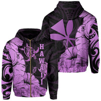 Hawaii Turtle Hoodie (Zipper) Polynesian Hibiscus Art Ver 2.0 Pink Unisex Pink - Polynesian Pride