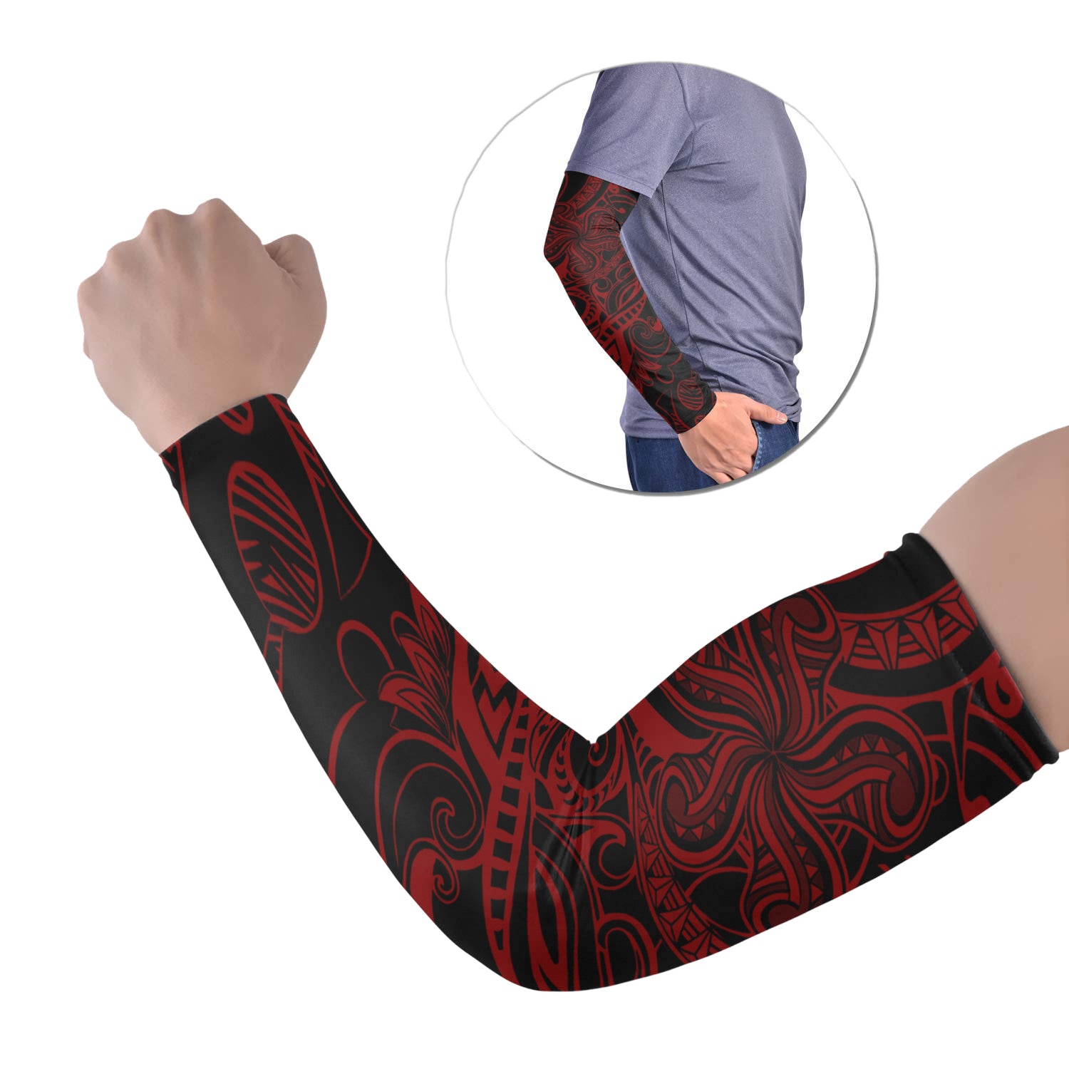 Polynesian Tattoo Arm Sleeve 43 (Set of Two) No.2 LT6 Set of 2 Black - Polynesian Pride